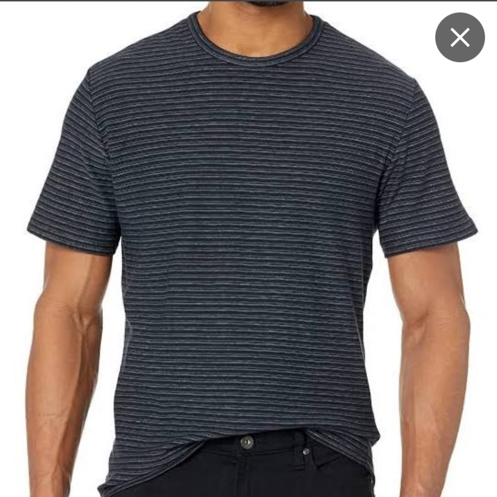 Vince Men's Crewneck Charcoal Striped‎ T-shirt Size M